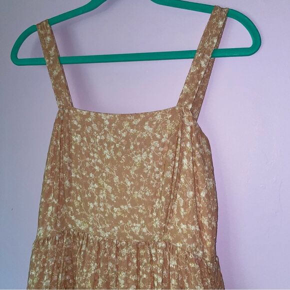 Aura Size S Orange Floral Maxi Dress Lace Trim Eyelet Cottagecore Boho Fairy - Picture 2 of 10
